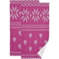 thumbnail image 1 of Xmas Knitted Pink Jacquard Hand Towels 2 PCS, Flowers Heart Pattern Kitchen Towel Ultra Soft and Highly Absorbent,Decorative Fingertip Face Towel for Bathroom Hotel, 28.3"x14.4", 1 of 5