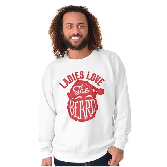 Xmas Ladies Love The Beard Santa Men's Big & Tall Crewneck Sweatshirt Brisco Brands 2X