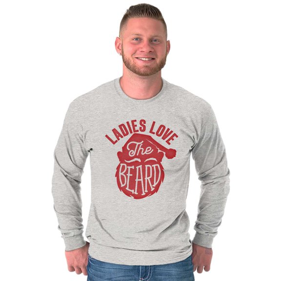 Xmas Ladies Love The Beard Santa Men's Big & Tall Long Sleeve Graphic Tee Brisco Brands 3X