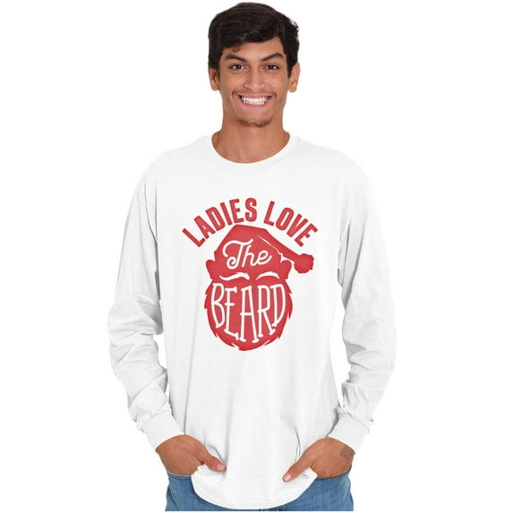 Xmas Ladies Love The Beard Santa Men's Long Sleeve Tee T Shirt Brisco Brands M