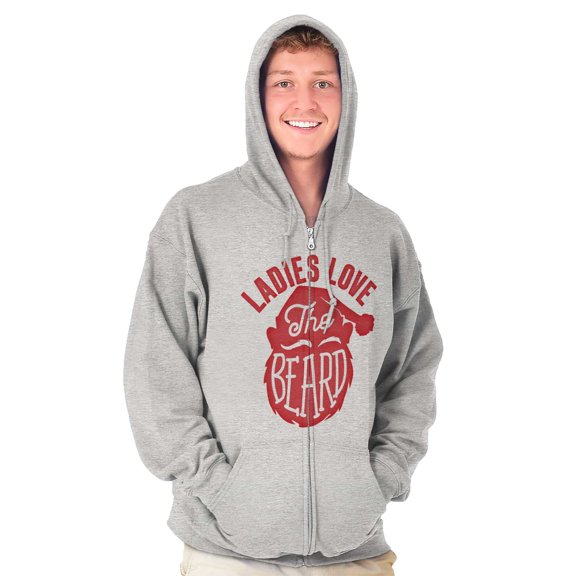 Xmas Ladies Love The Beard Santa Zip Hoodie Sweatshirt Men Brisco Brands X