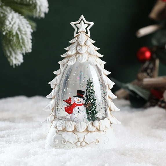 Xmas Lighted Glitter Snow Globes Christmas Tree Home Desktop Ornaments Christmas Birthday Gift