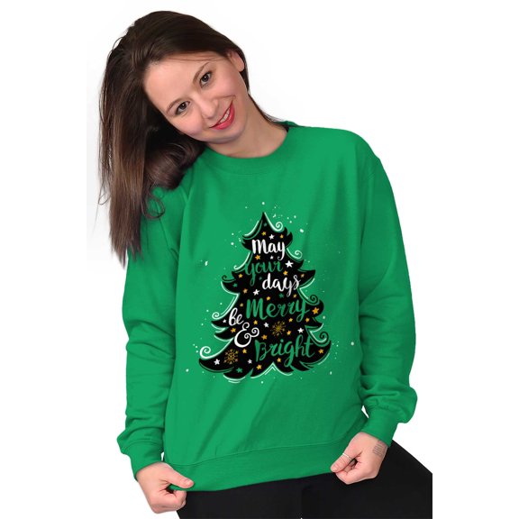 Xmas May Your Days Be Merry Bright Women Plus Size Crewneck Sweatshirt Brisco Brands 2X