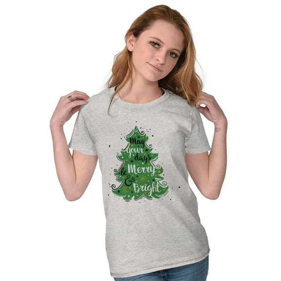 Xmas May Your Days Be Merry Bright Womens Slim Fit Graphic Tee Brisco Brands S