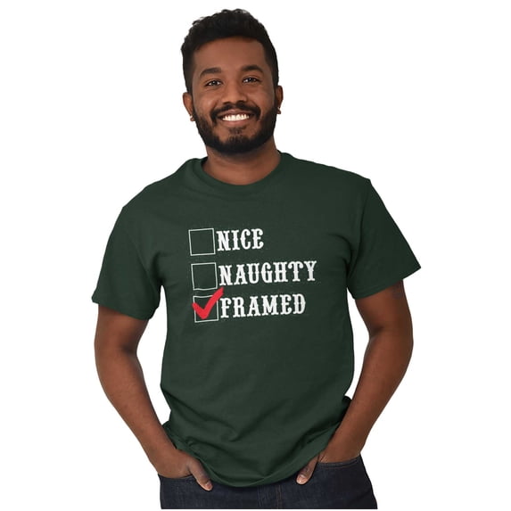 Xmas Naughty Nice Framed Checklist Men's Graphic T Shirt Tees Brisco Brands 2X