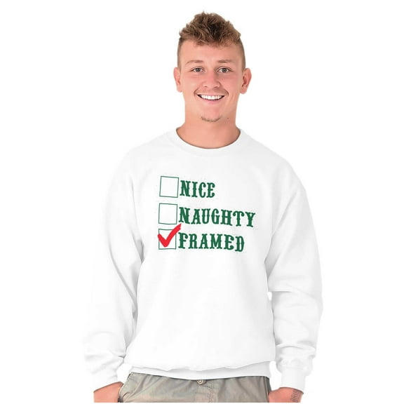 Xmas Naughty Nice Framed Checklist Unisex Plus Size Sweatshirt Brisco Brands 3X