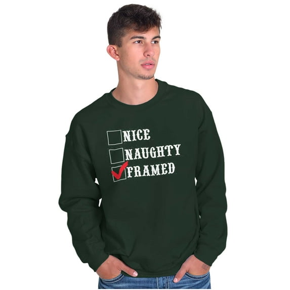 Xmas Naughty Nice Framed Checklist Sweatshirt for Men or Women Brisco Brands 5X