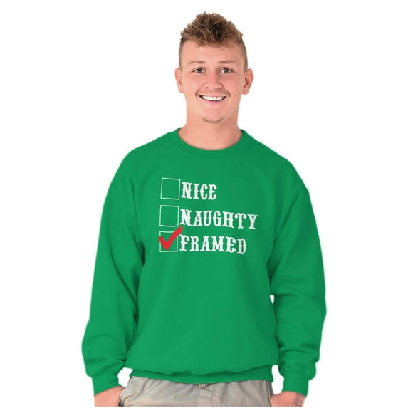 Xmas Naughty Nice Framed Checklist Sweatshirt for Men or Women Brisco Brands M