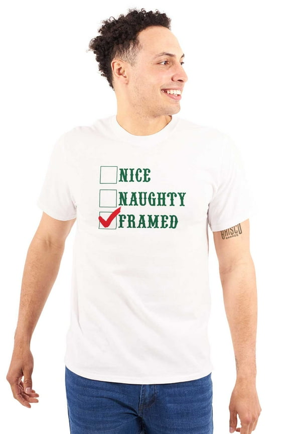 Xmas Naughty Nice Framed Checklist Plus Size Crewneck Graphic Tee Shirt Brisco Brands 5X