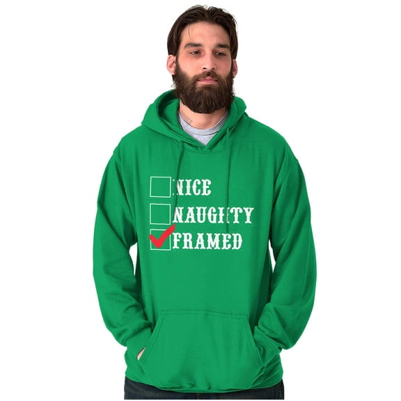Xmas Naughty Nice Framed Checklist Unisex Plus Size Hoodie Brisco Brands 2X