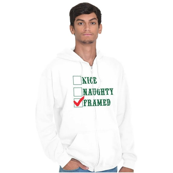 Xmas Naughty Nice Framed Checklist Unisex Plus Size Zip Hoodie Brisco Brands 5X