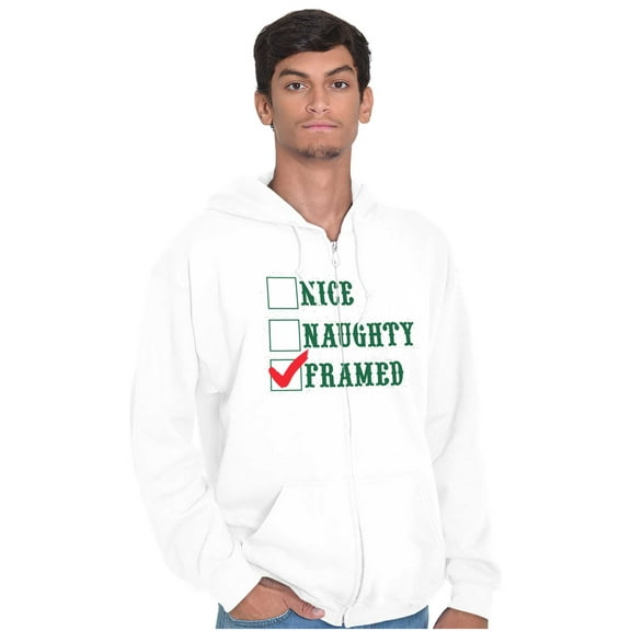 Xmas Naughty Nice Framed Checklist Unisex Plus Size Zip Hoodie Brisco Brands 5X