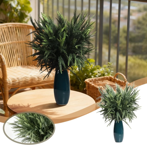 Xmas Norfolk Pine Branches 6Pcs Norfolk Pine Artificial Xmas Branches For Xmas Indoor Outdoor Home Decor(Green-45Cm)