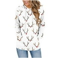 thumbnail image 1 of Xmas Novelty Clothing Women Hooded Sweatshirt Merry Christmas Outfits Snowman Snowflake Shirts Drawstring Pullover Kangaroo Pocket Tops Santa Claus Graphic Garments, 1 of 5