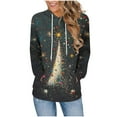 thumbnail image 1 of Xmas Novelty Clothing Women Hooded Sweatshirt Merry Christmas Outfits Snowman Snowflake Shirts Drawstring Pullover Kangaroo Pocket Tops Santa Claus Graphic Garments, 1 of 5