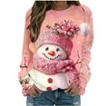 thumbnail image 1 of Xmas Novelty Women's 2025 Christmas Fashion Printed Round Neck Sweatshirt - Loose Drop Shoulder Long Sleeve Capless Top, Festive Snowflake Graphic Pullover, Comfy Holiday Novelty Outfit, 1 of 4