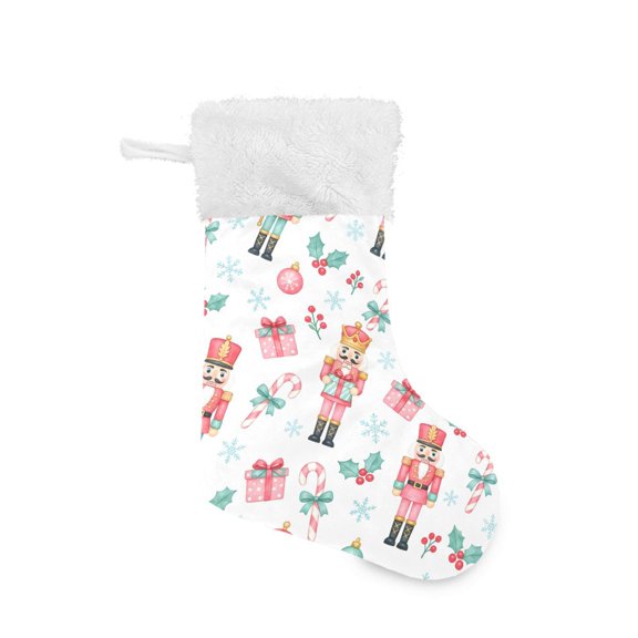 Xmas Nutcracker Snowflake Christmas Stockings Hanging Ornaments Stockings for Christmas Holiday Party Decorations 17.71"x12.2"