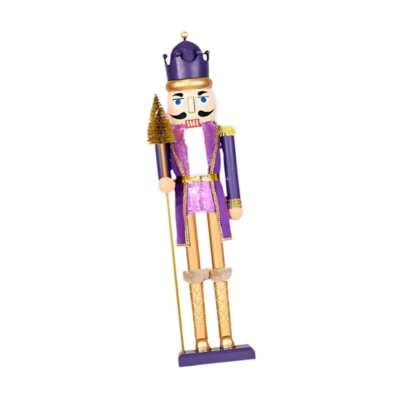 Xmas Nutcracker Soldier Figure Traditional Painted 28cm PP Material Festive Party Home Fireplace Decor