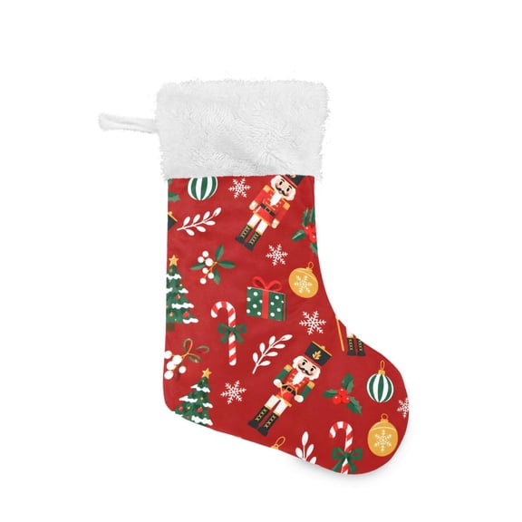 Xmas Nutcracker Tree Christmas Stockings Hanging Ornaments Stockings for Christmas Holiday Party Decorations 17.71"x12.2"
