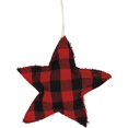 thumbnail image 1 of Primitives by Kathy Red and Black Buffalo Check Star Cotton Hanging Christmas Ornament 5x5, 1 of 1