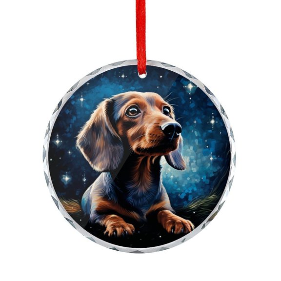 Xmas Ornament Blue Star Lights Dachshund Dog Christmas Decorative Hanging Ornaments Best Dog Holiday Home Decor