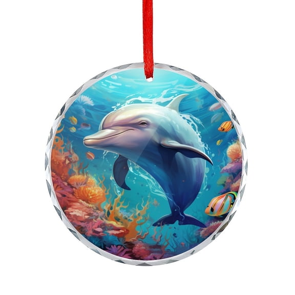 Xmas Ornament Dolphins Under The Sea Christmas Ornaments Crystal Hanging Dolphin Lover Hanging Craft Collectibles for Xmas Trees Home Party Gifts