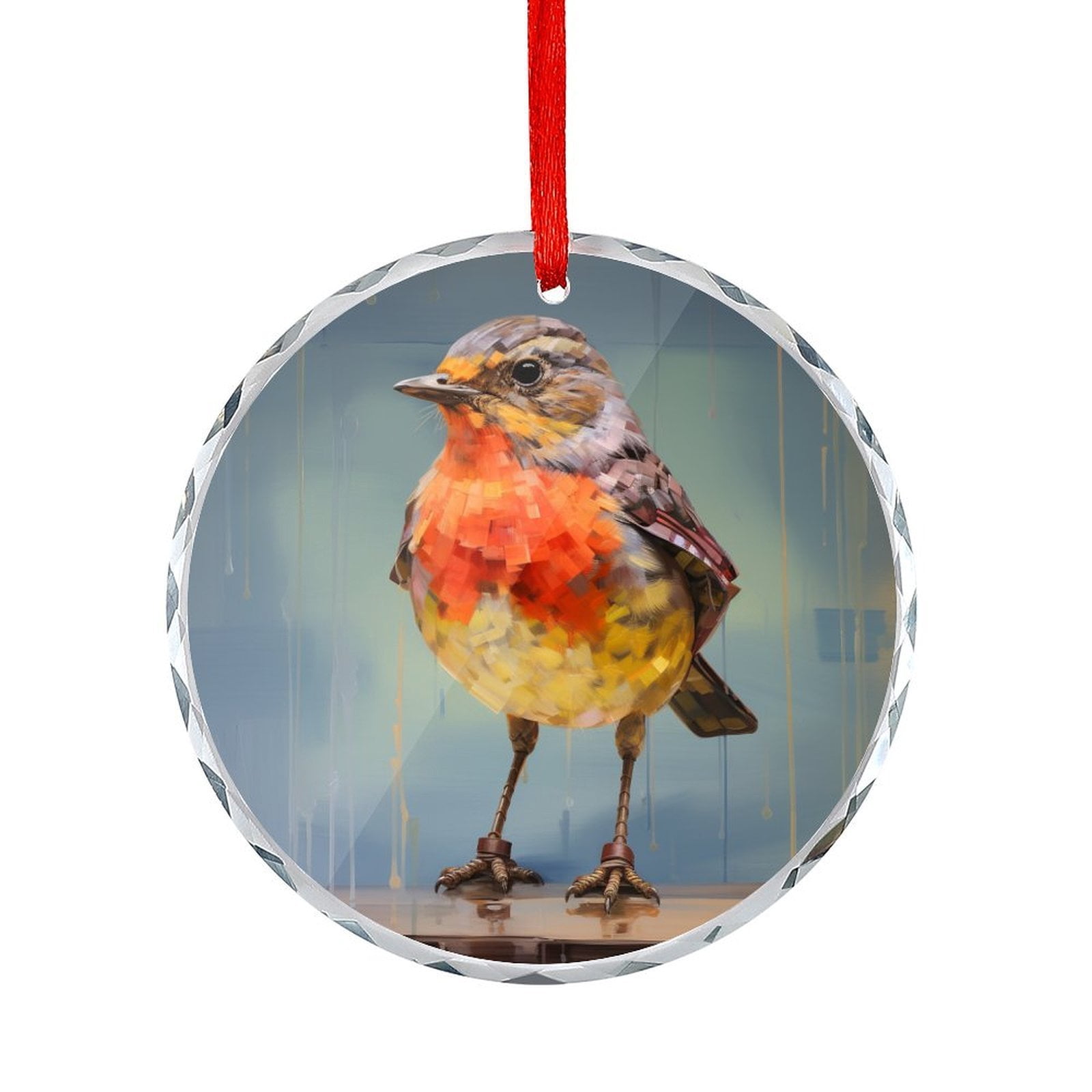 Lovely Robi Xmas Ornament Robin Bird Crystal Glass Christmas Decor with Holiday ...