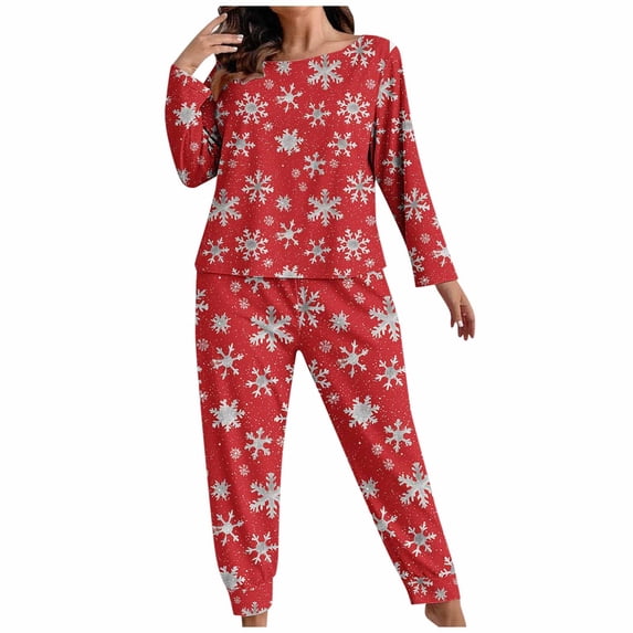 Xmas Pajama Sets for Women Long Sleeve Pullover Tops and Long Pants Soft Lounger Sets Christmas Pjs Two Piece Outfits