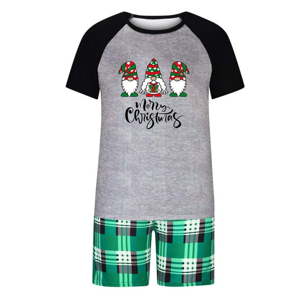 Xmas Pajamas for Family - Christmas Family Nightwear Set Short Sleeve Shorts Matching Pajamas with Christmas Design Sleepwear