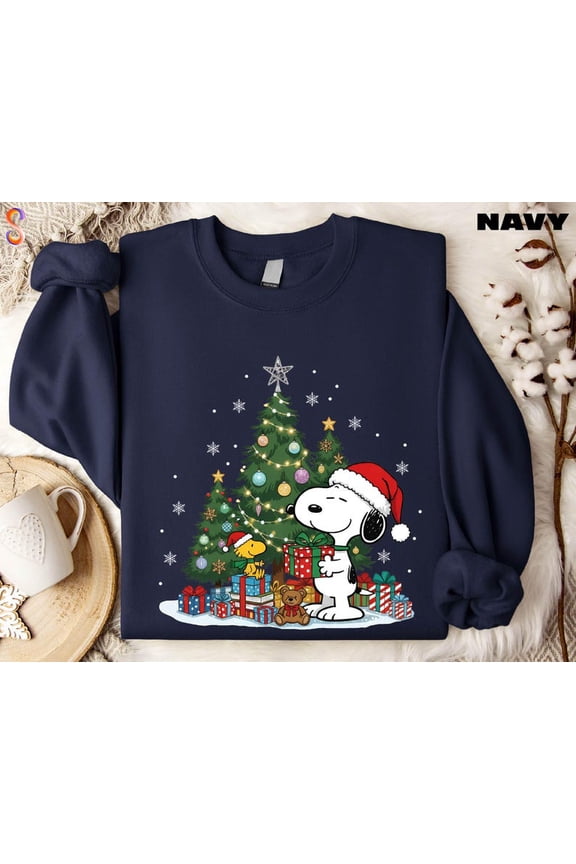 Xmas Peanuts Sweatshirt, Dog Cartoon Sweatshirt, Winter Holiday Sweatshirt - Sizes S-5XL ,Art Print JSC