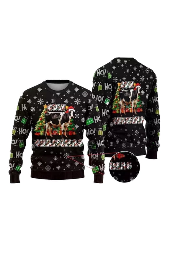 Xmas Pine Tree Cow 3D Christmas Sweater