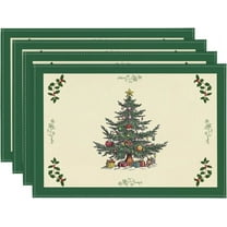 Xmas Pine Winter Placemats Set of 4, 12x18 Inch Christmas Table Mats for Table Runner Party Kitchen Dining Decoration