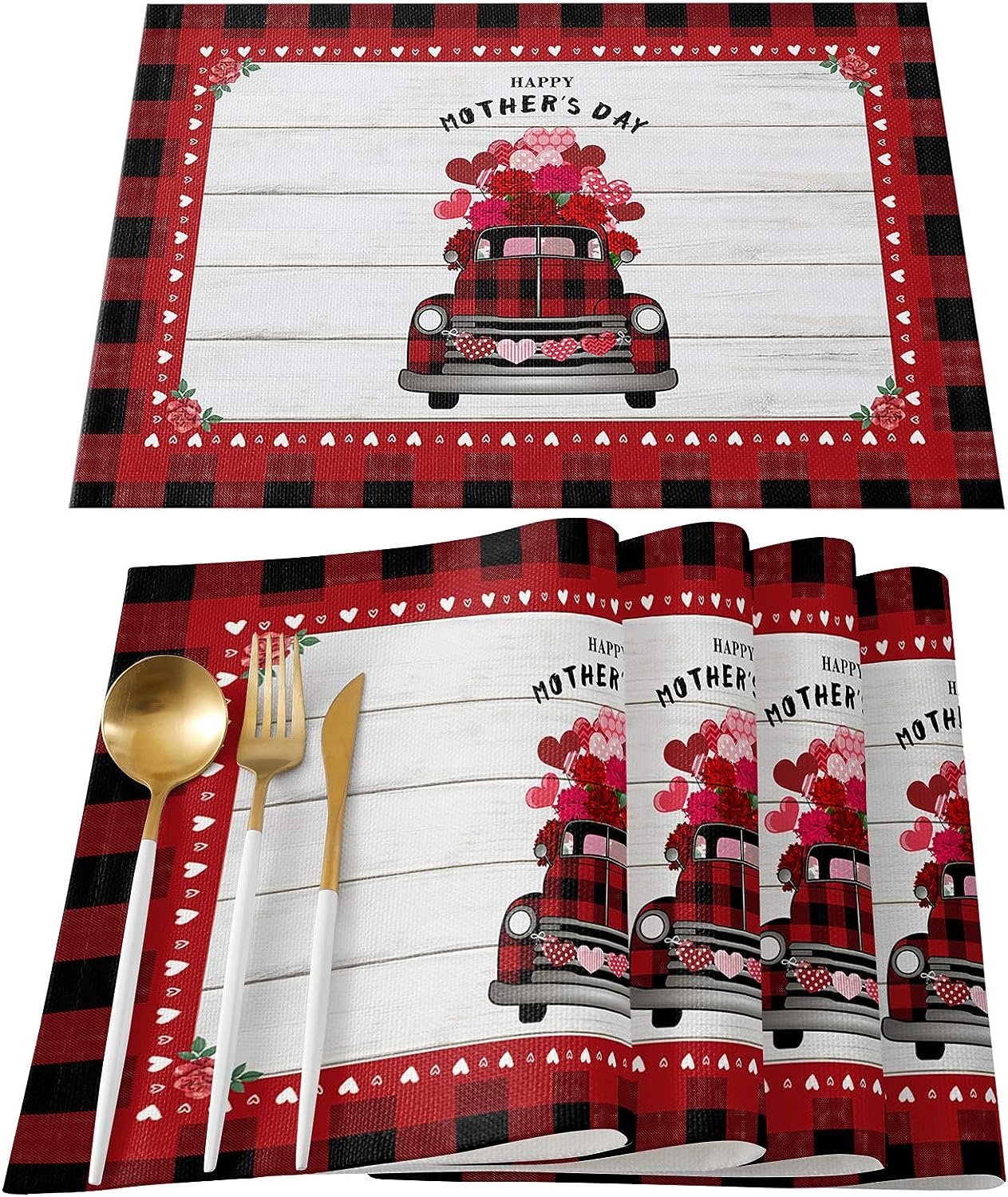 Xmas Placemats Set of 4,Christmas Gnome Snowflake Farmhouse Placemat
