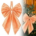 thumbnail image 1 of Xmas Plaid Bows,Christmas Tree Topper Bow,1PCS 9.85" Large Bow for Decor,Birthday Party Backdrop,Hanging Decor for Christmas Room Backdrop Wedding Party Coquette Room Decorations(Orange), 1 of 9