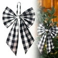 thumbnail image 1 of Xmas Plaid Bows,Christmas Tree Topper Bow,1PCS 9.91" Large Bow for Decor,Birthday Party Backdrop,Hanging Decor for Christmas Room Backdrop Wedding Party Coquette Room Decorations(Black-white), 1 of 9