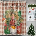 thumbnail image 1 of Xmas Poinsettia Winter Plants Red Buffalo Plaid Shower Curtain for Bathroom, Retro Linen Waterproof Shower Curtains Washable Quick Dry with Hooks Bathtub Curtains 72x72IN, 1 of 9