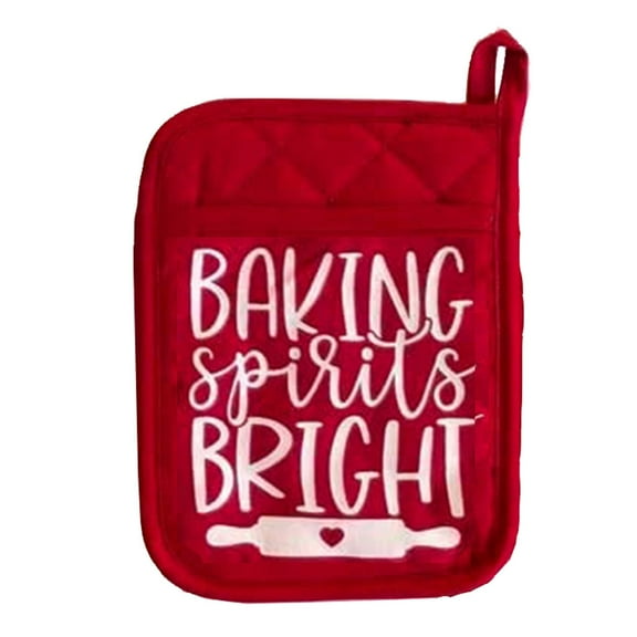 Xmas Pot Holders for Kitchen, Oven Mitts and Pot Holders Sets, Christmas Pot Holders with Pocket, Winter Hot Pads Oven Mitts, Cookie Bag Cute Heat Resistant Oven Gloves Baking Cooking