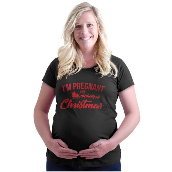 Xmas Pregnant for Christmas Expecting Women's Maternity T Shirt Tee Brisco Brands 2X