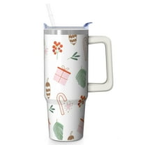 Xmas Presents 30oz Stainless Steel Coffee Mug with Handle and Straw, Holiday Insulated Leak Proof Christmas Cup, Winter Gift Travel Tumbler
