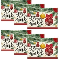 Xmas Red Balls Christmas Placemats Set of 6, 12x18 Inch Seasonal Winter Joy to The World Table Mats for Party Kitchen Dining Decoration