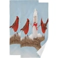 thumbnail image 1 of Xmas Red Birds Snowman Hand Towels, Winter View Kitchen Towel Ultra Soft and Absorbent,Decorative Fingertip Face Towel for Bathroom Hotel, 2 PCS, 28.3"x14.4", 1 of 6