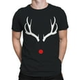 thumbnail image 1 of Xmas Red Nosed Deer Design Men Black T-Shirt, 1 of 3