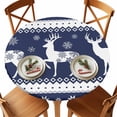 thumbnail image 1 of Xmas Reindeer Winter Snowflake Fitted Round Tablecloths Table Covers 45"-54",Waterproof Table Cloth for Kitchen Holiday Party Tables Decor, 1 of 9
