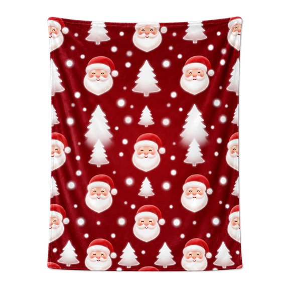 Xmas Santa Claus Blankets, Christmas Soft Anti Pilling Red Throw Blanket, Winter Snowflake Tree Decorative Flannel Blanket 50x40