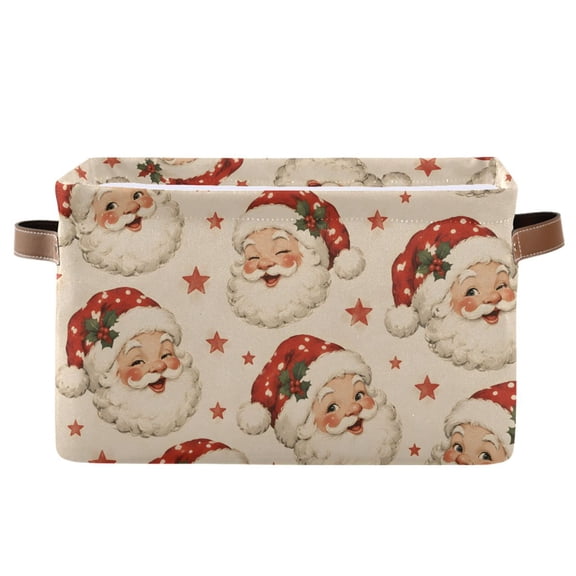 Xmas Santa Claus Foldable Storage Large Fabric Storage Baskets Organizer Storage Bins with Handles for Home Office