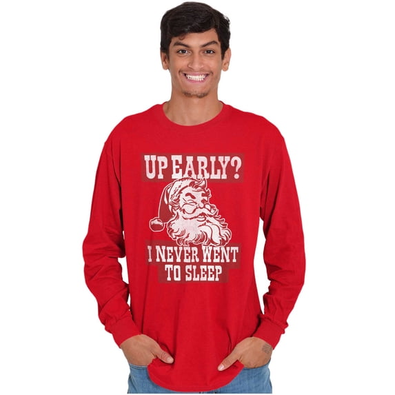 Xmas Santa Claus Never Went to Sleep Plus Size Long Sleeve Graphic Tee Shirt Brisco Brands 2X