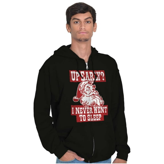 Xmas Santa Claus Never Went to Sleep Unisex Plus Size Zip Hoodie Brisco Brands 5X