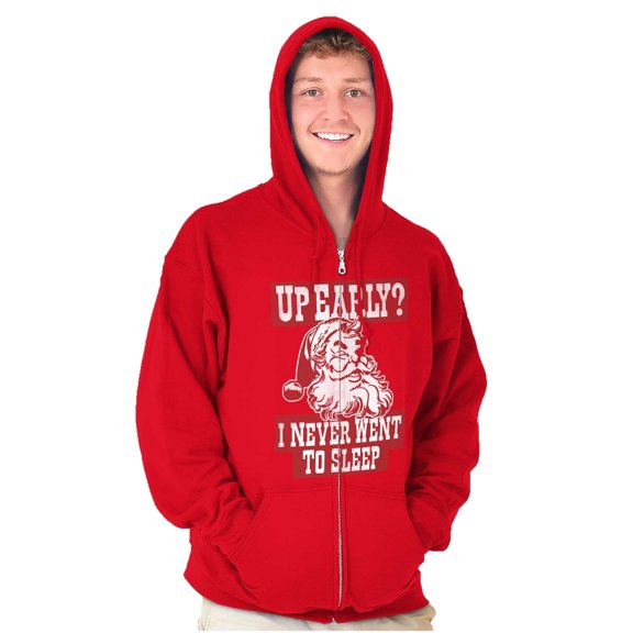 Xmas Santa Claus Never Went to Sleep Zip Up Hoodie Men's Women's Brisco Brands M