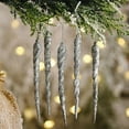 thumbnail image 1 of Xmas Silver Icicle Ornaments, 12PCS Christmas Icicle Ornament DIY Hanging Icicles Drop Ornament Xmas Tree Hanging Pendant Wedding Holiday Party Decoration, 1 of 6