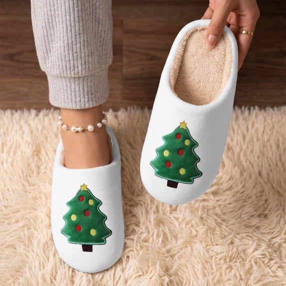 Xmas Slippers for Women Men with Memory Foam Warm Fuzzy Cozy Slippers ...
